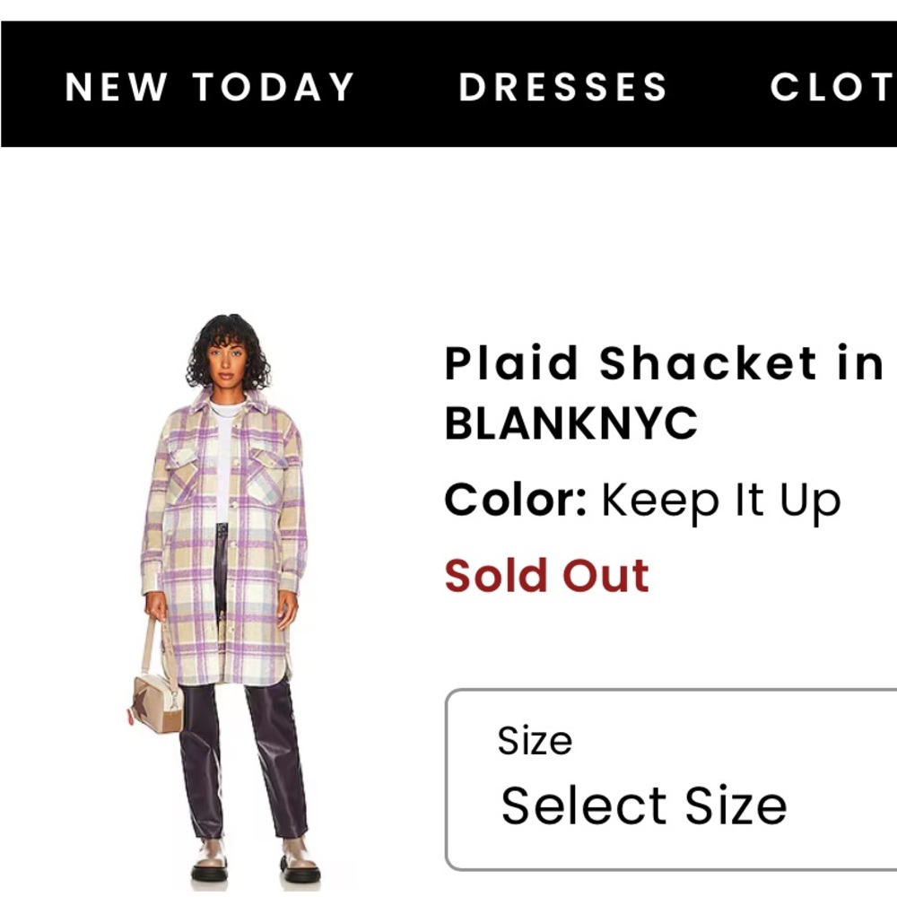 Blank NYC Women's Plaid Shacket - Lavender and Cream